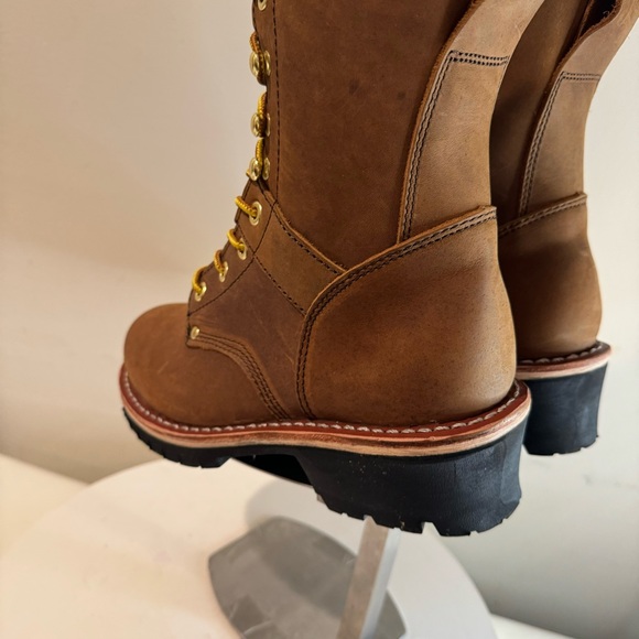 Tree Climbing/ Riding Brown logger Men’s Full Grain Leather Upper Boots - Picture 3 of 7